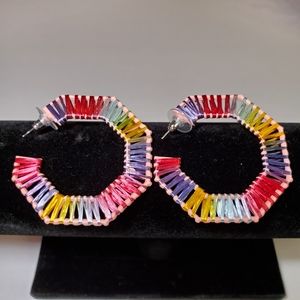 Colorful Geometric hoop earrings